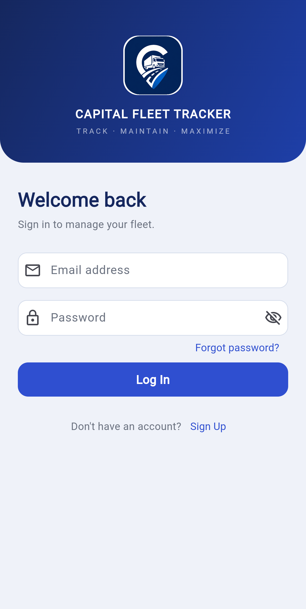 My Car Buddy sign-in screen on Android