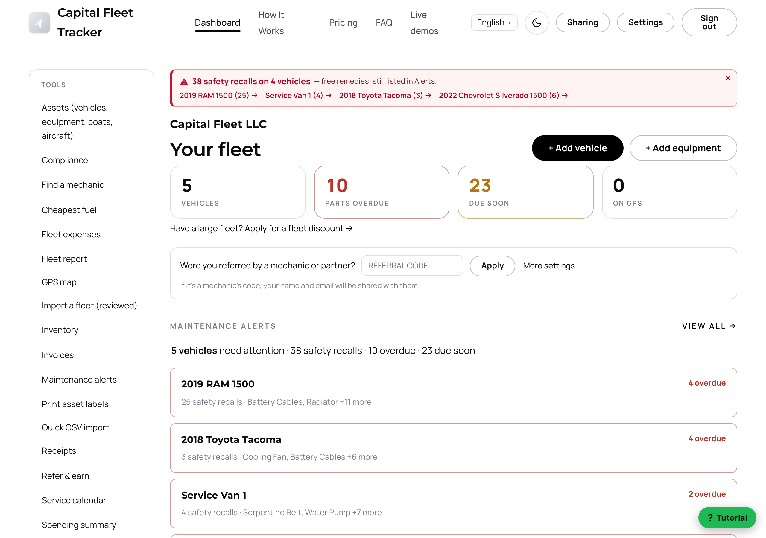 My Car Buddy web dashboard